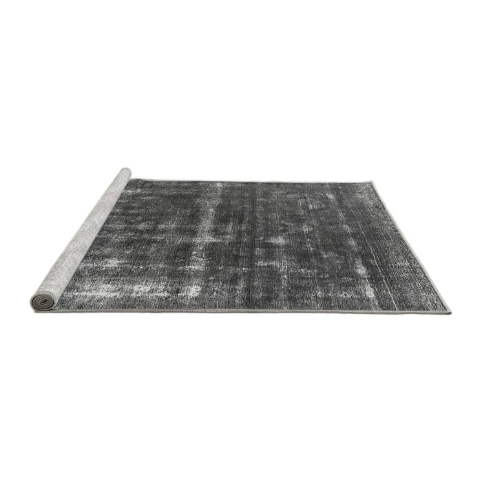 Sideview of Machine Washable Oriental Gray Industrial Rug, wshurb1869gry