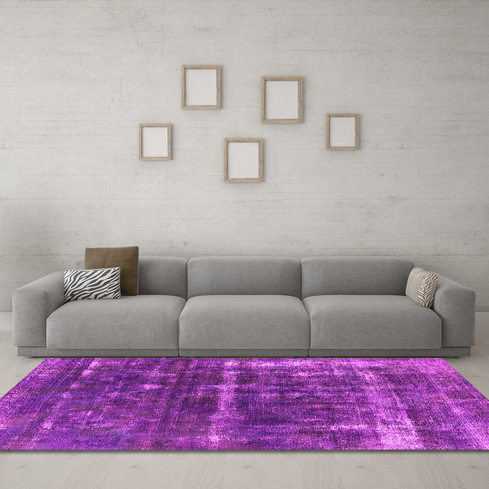 Machine Washable Oriental Pink Industrial Rug in a Living Room, wshurb1869pnk