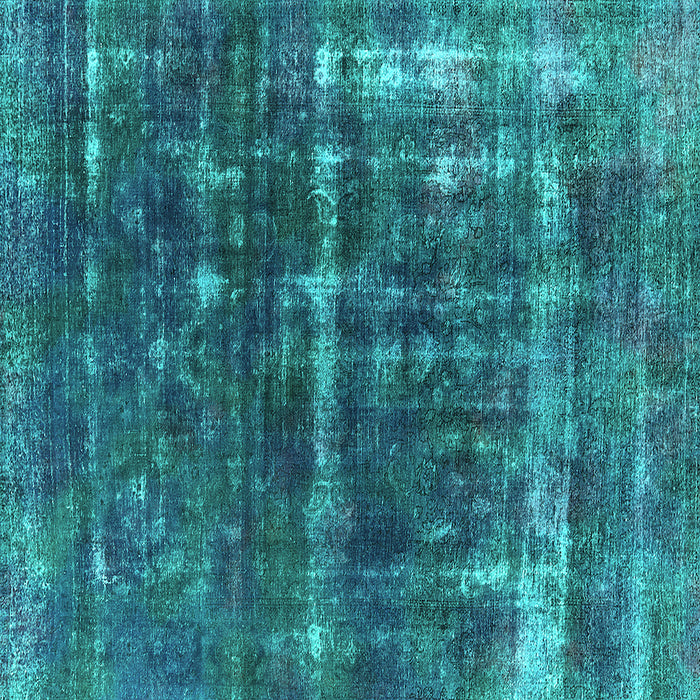 Square Oriental Turquoise Industrial Rug, urb1869turq