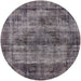 Round Mid-Century Modern Purple Oriental Rug, urb1870