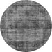 Round Oriental Gray Industrial Rug, urb1870gry