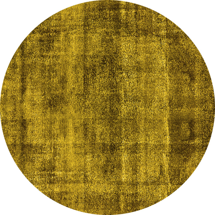 Round Oriental Yellow Industrial Rug, urb1870yw