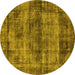 Round Oriental Yellow Industrial Rug, urb1870yw