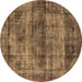 Round Machine Washable Oriental Brown Industrial Rug, wshurb1870brn