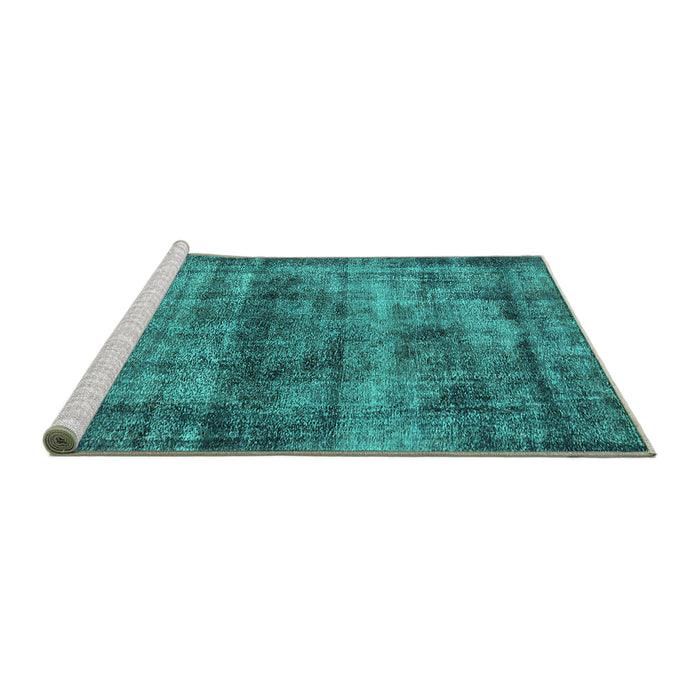 Sideview of Machine Washable Oriental Turquoise Industrial Area Rugs, wshurb1870turq