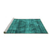 Sideview of Machine Washable Oriental Turquoise Industrial Area Rugs, wshurb1870turq