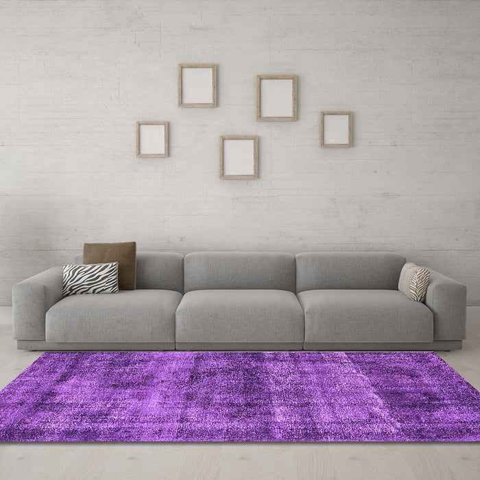 Machine Washable Oriental Purple Industrial Area Rugs in a Living Room, wshurb1870pur