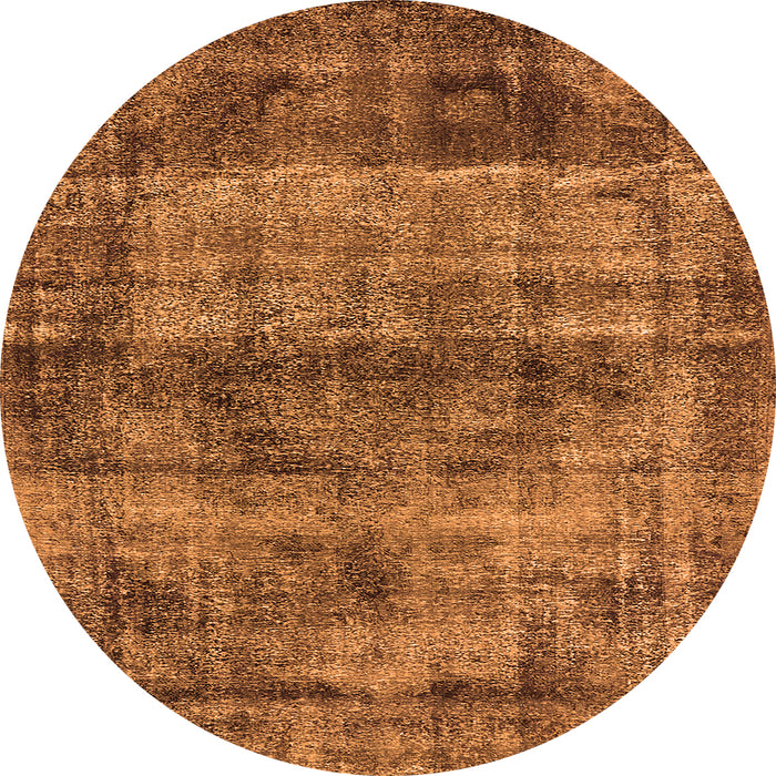 Round Machine Washable Oriental Orange Industrial Area Rugs, wshurb1870org