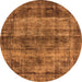 Round Machine Washable Oriental Orange Industrial Area Rugs, wshurb1870org