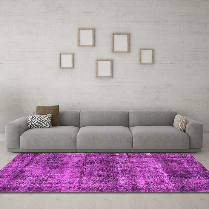 Machine Washable Oriental Pink Industrial Rug in a Living Room, wshurb1870pnk