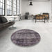 Round Mid-Century Modern Purple Oriental Rug in a Office, urb1870