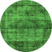 Round Oriental Green Industrial Rug, urb1870grn