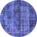 Round Oriental Blue Industrial Rug, urb1870blu