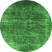 Round Oriental Green Industrial Rug, urb1871grn