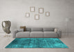 Machine Washable Oriental Turquoise Industrial Area Rugs in a Living Room,, wshurb1871turq