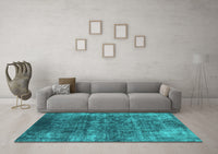 Machine Washable Oriental Turquoise Industrial Rug, wshurb1871turq