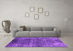 Machine Washable Oriental Purple Industrial Area Rugs in a Living Room, wshurb1871pur