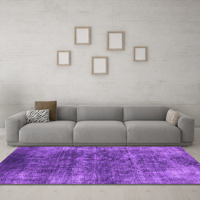 Machine Washable Oriental Purple Industrial Area Rugs in a Living Room, wshurb1871pur