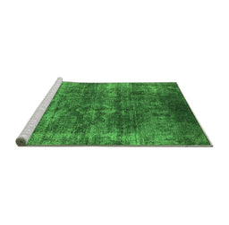 Sideview of Machine Washable Oriental Green Industrial Area Rugs, wshurb1871grn