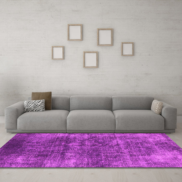 Machine Washable Oriental Pink Industrial Rug in a Living Room, wshurb1871pnk