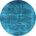 Round Oriental Light Blue Industrial Rug, urb1871lblu