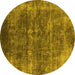 Round Oriental Yellow Industrial Rug, urb1871yw