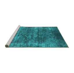 Sideview of Machine Washable Oriental Turquoise Industrial Area Rugs, wshurb1871turq
