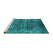 Sideview of Machine Washable Oriental Turquoise Industrial Area Rugs, wshurb1871turq