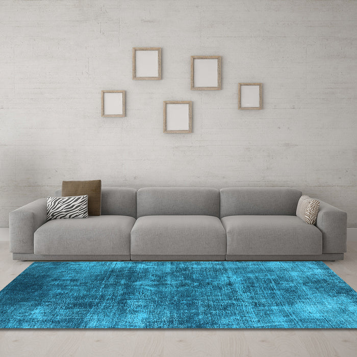 Machine Washable Oriental Light Blue Industrial Rug in a Living Room, wshurb1871lblu