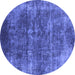 Round Oriental Blue Industrial Rug, urb1871blu