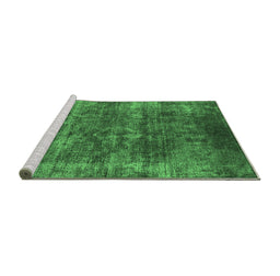 Sideview of Machine Washable Oriental Emerald Green Industrial Area Rugs, wshurb1871emgrn