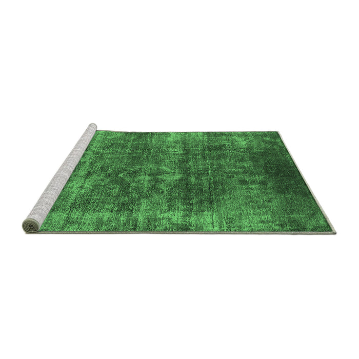 Sideview of Machine Washable Oriental Emerald Green Industrial Area Rugs, wshurb1871emgrn