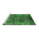 Sideview of Machine Washable Oriental Emerald Green Industrial Area Rugs, wshurb1871emgrn