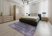 Mid-Century Modern Purple Navy Blue Oriental Rug in a Bedroom, urb1871