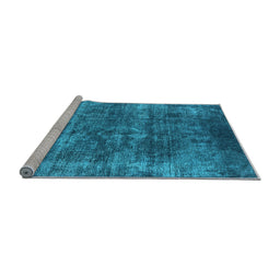 Sideview of Machine Washable Oriental Light Blue Industrial Rug, wshurb1871lblu