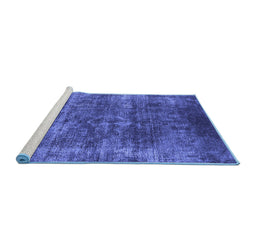 Sideview of Machine Washable Oriental Blue Industrial Rug, wshurb1871blu