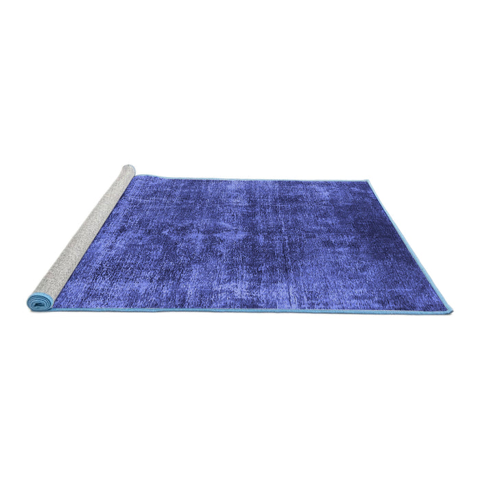 Sideview of Machine Washable Oriental Blue Industrial Rug, wshurb1871blu