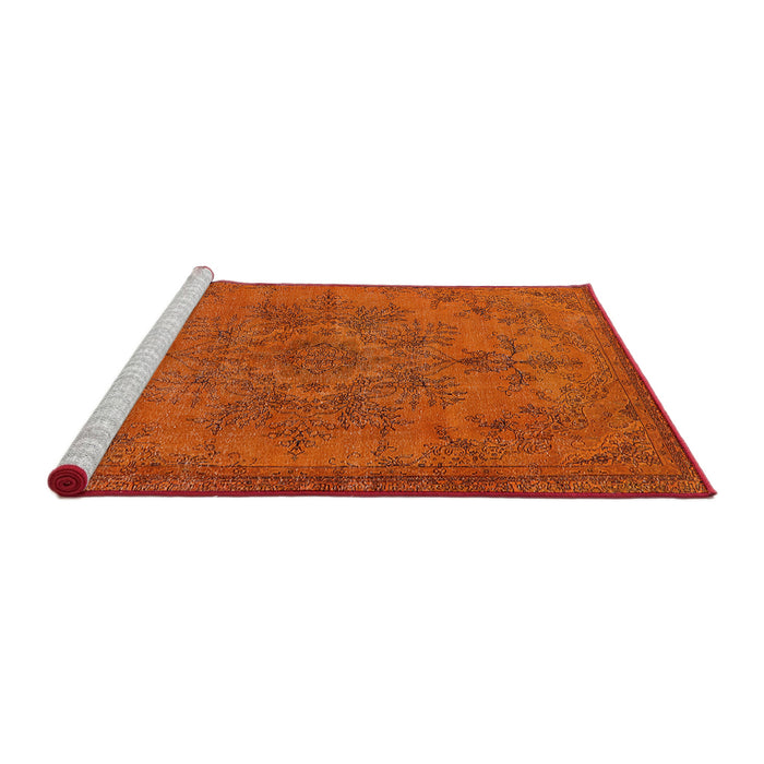 Sideview of Machine Washable Industrial Modern Orange Red Orange Rug, wshurb1872