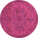 Round Oriental Purple Industrial Rug, urb1872pur