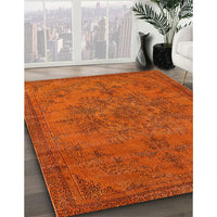 Mid-Century Modern Orange Red Orange Oriental Rug, urb1872