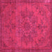 Square Machine Washable Oriental Pink Industrial Rug, wshurb1872pnk