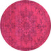 Round Oriental Pink Industrial Rug, urb1872pnk