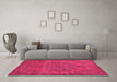 Machine Washable Oriental Pink Industrial Rug in a Living Room, wshurb1872pnk