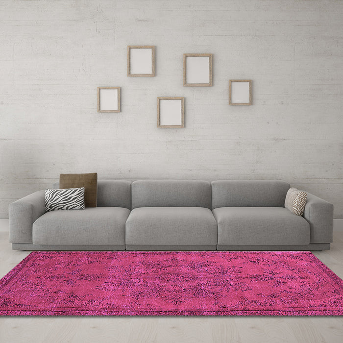 Machine Washable Oriental Purple Industrial Area Rugs in a Living Room, wshurb1872pur