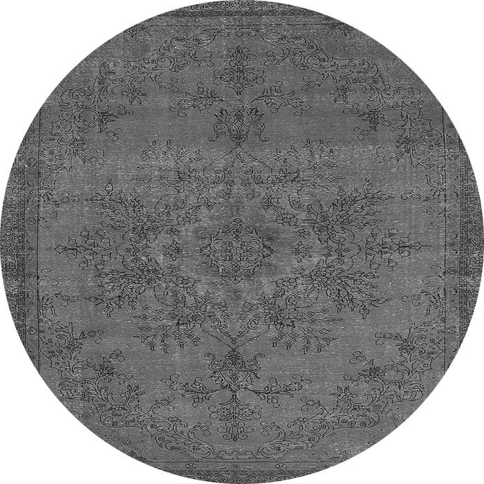 Round Machine Washable Oriental Gray Industrial Rug, wshurb1872gry