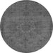 Round Machine Washable Oriental Gray Industrial Rug, wshurb1872gry