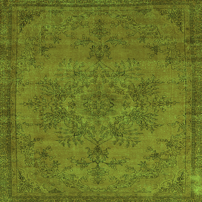 Square Machine Washable Oriental Green Industrial Area Rugs, wshurb1872grn