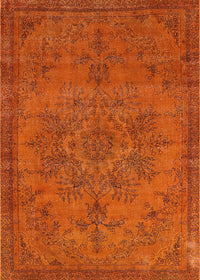 Machine Washable Industrial Modern Orange Red Orange Rug, wshurb1872