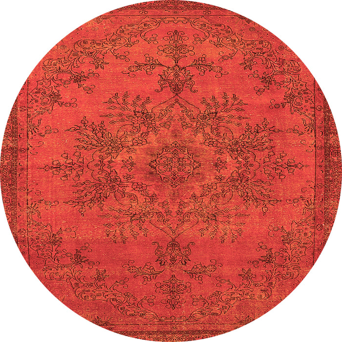 Round Machine Washable Oriental Orange Industrial Area Rugs, wshurb1872org