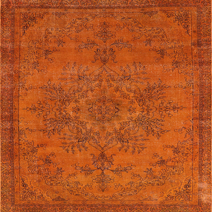 Square Mid-Century Modern Orange Red Orange Oriental Rug, urb1872